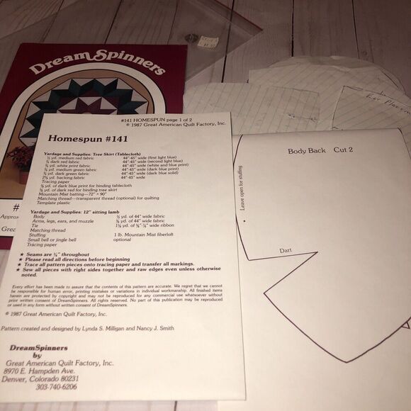 Dream spinners #141 Pattern homespun 50" wall hanging 12" lamb QUILTING Uncut - Picture 4 of 4